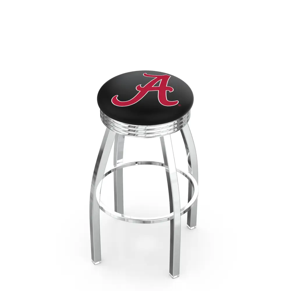2.5’’ Cushion Double Ring Chrome Swivel Stool - 25’’ / Script A - Novelties