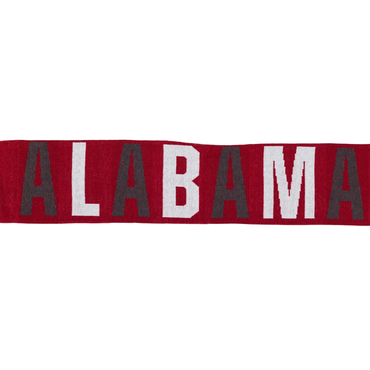 Crimson Striped Script A Scarf