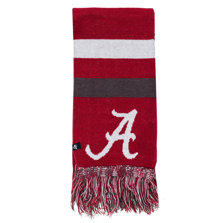 Crimson Striped Script A Scarf