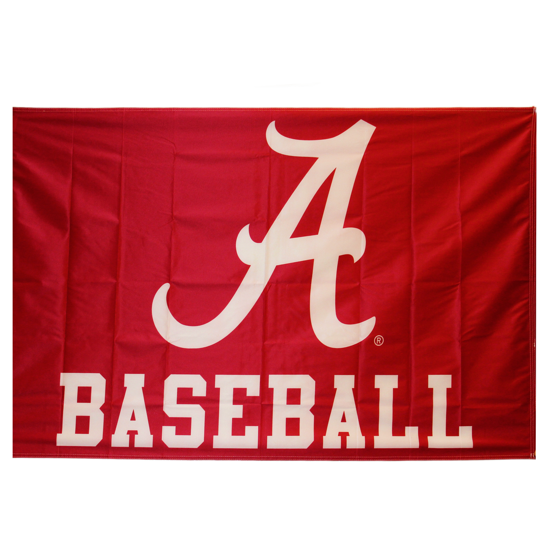 Crimson 3x5 Flag with Alabama Baseball Front