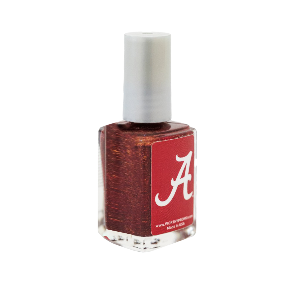 Crimson Glittery Nail Polish Side