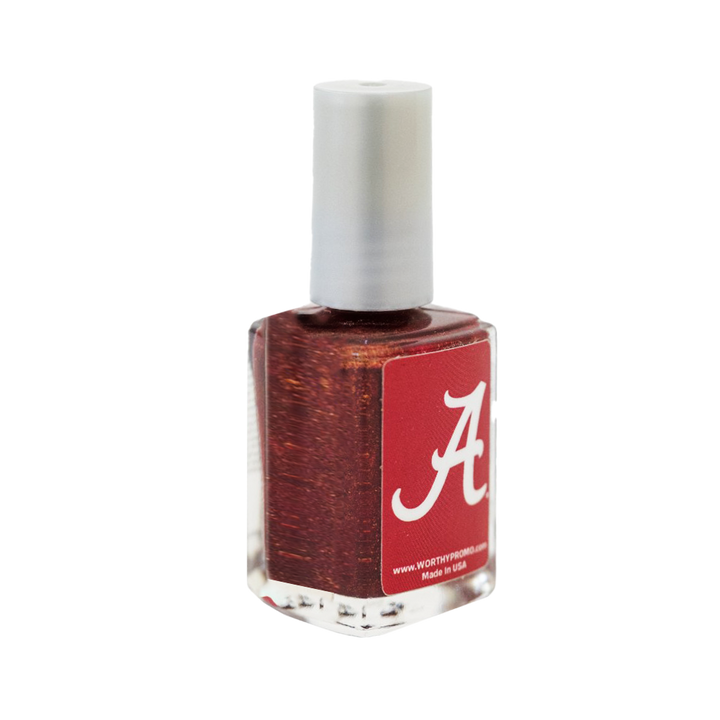 Crimson Glittery Nail Polish Side