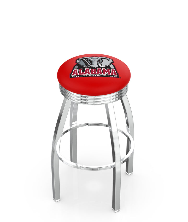 2.5" Cushion Double Ring Chrome Swivel Stool