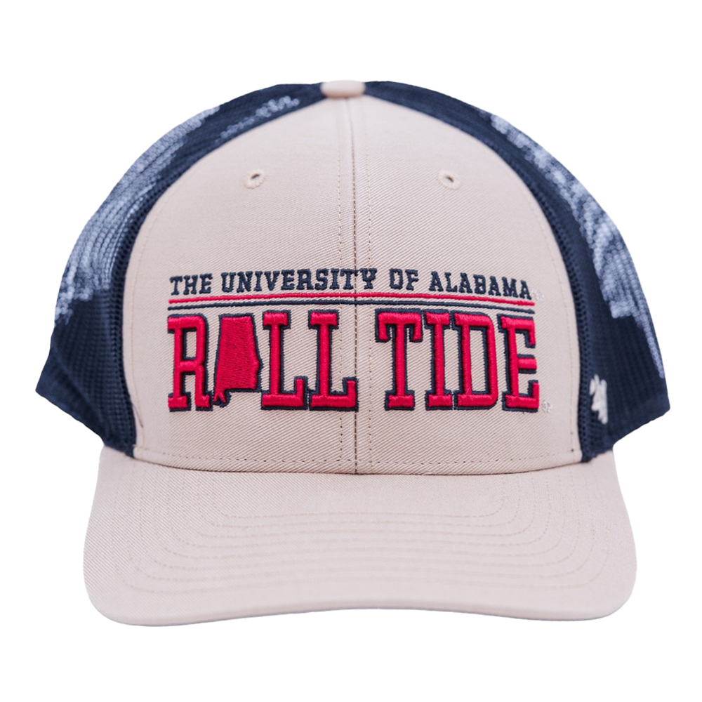 Adult Beige Roll Tide State Trucker Cap