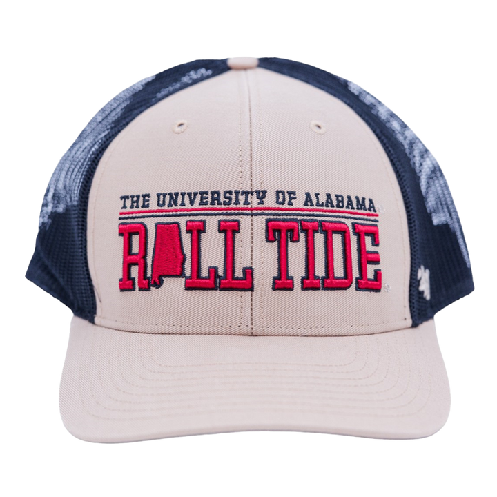 Adult Beige Roll Tide State Trucker Cap