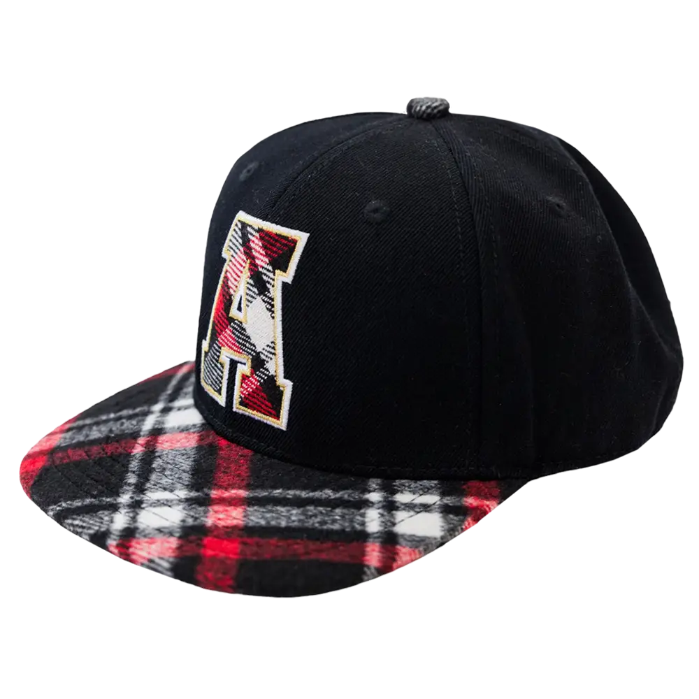 Adult Black Flannel Brim Cap - Black - Headwear