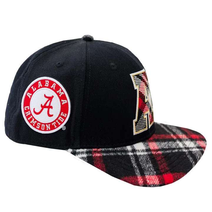 Adult Black Flannel Brim Cap - Black - Headwear