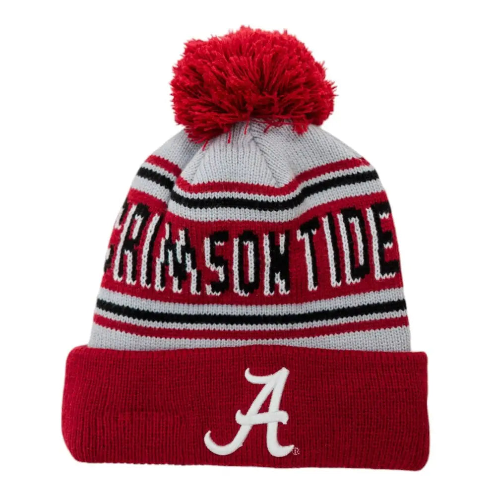Adult White Striped Script A Knit - White - Headwear