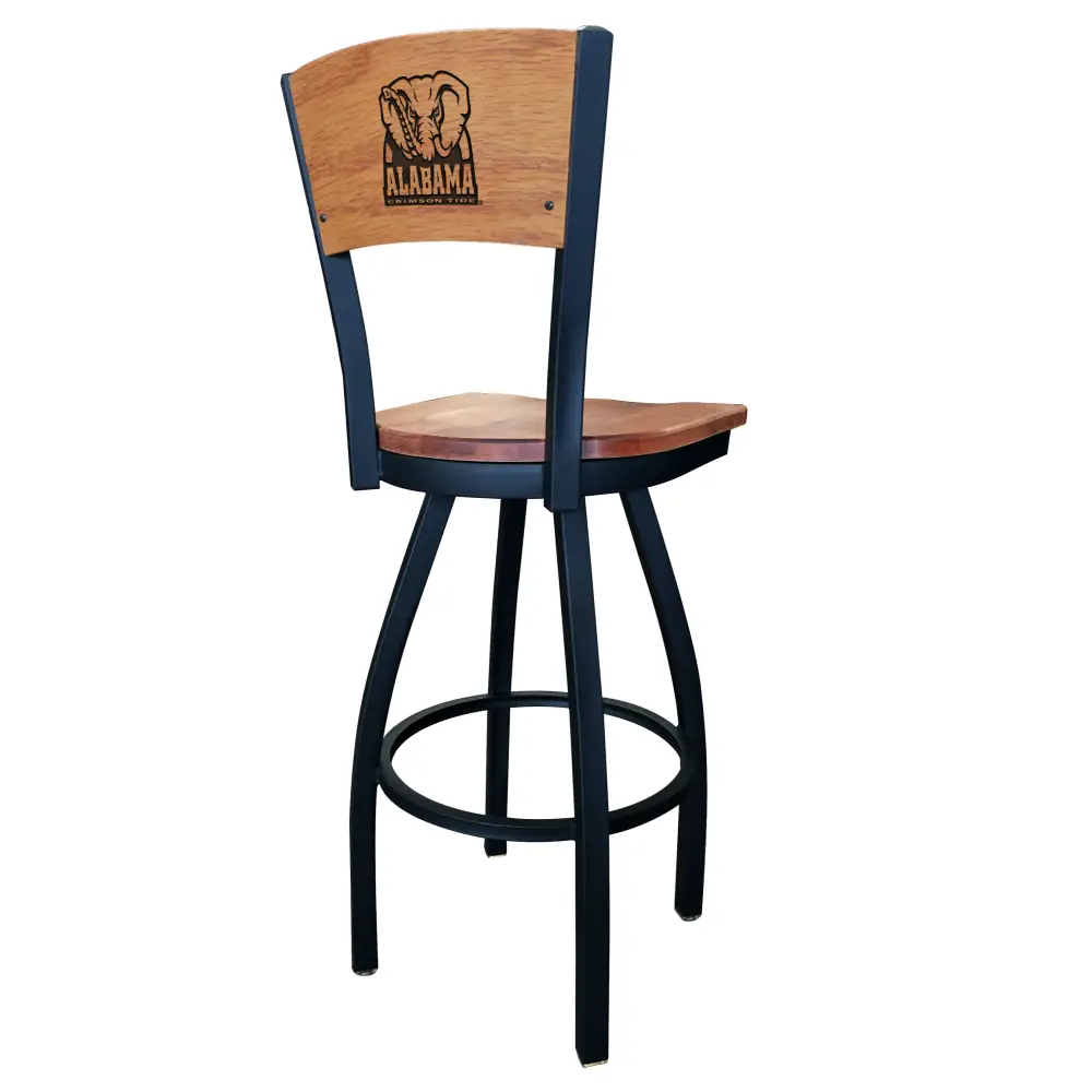 Big Al Laser Engraved Metal Stool with Wood Seat - Novelties