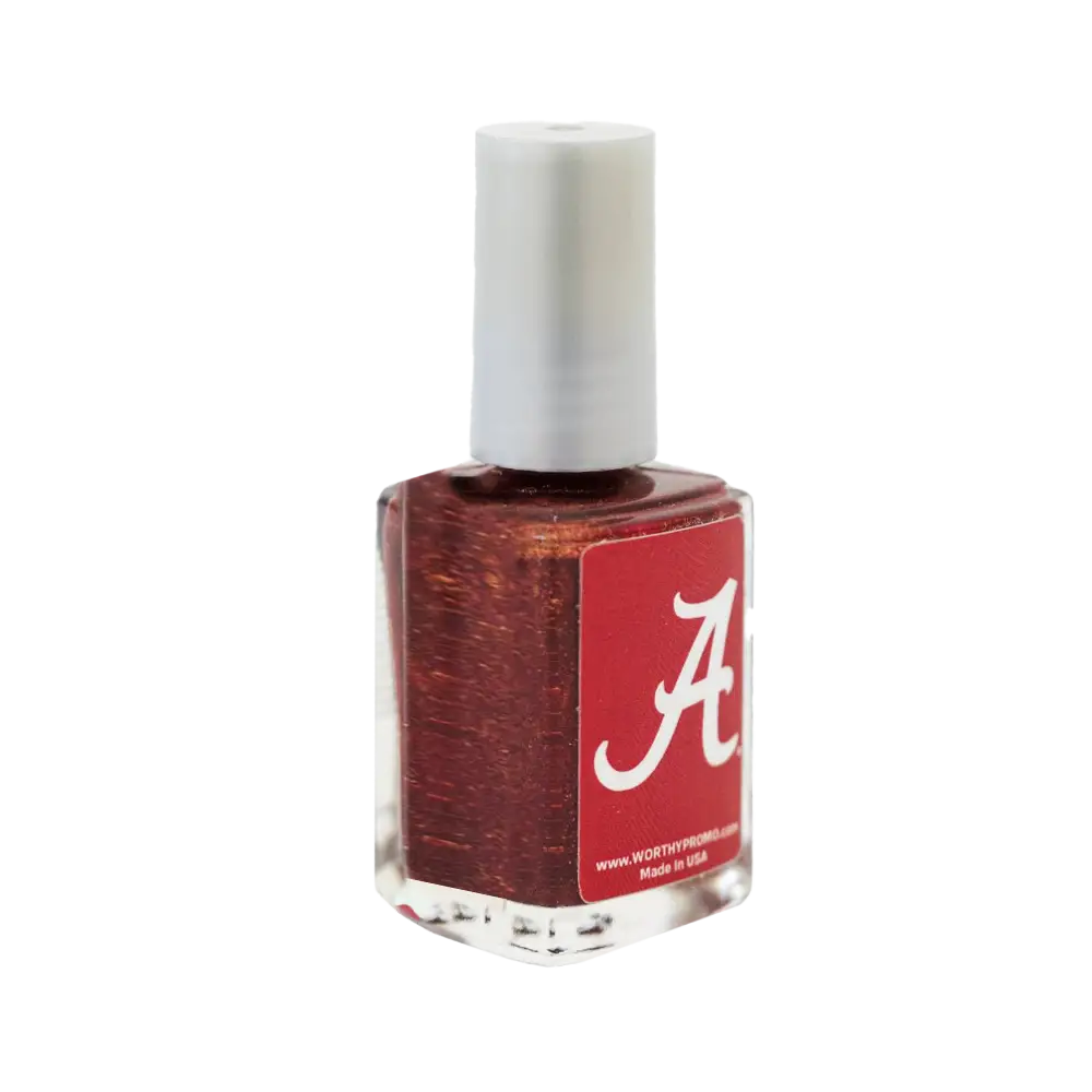 Crimson Glittery Nail Polish Side