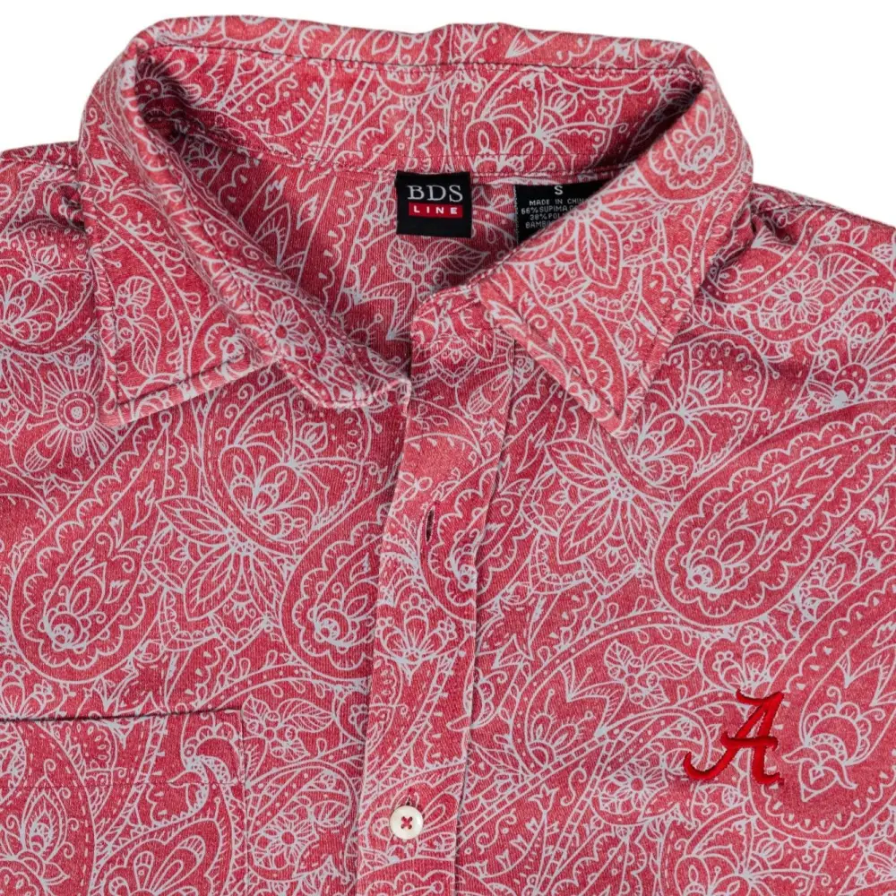 Men’s Crimson Paisley Button Up Polo - Polos
