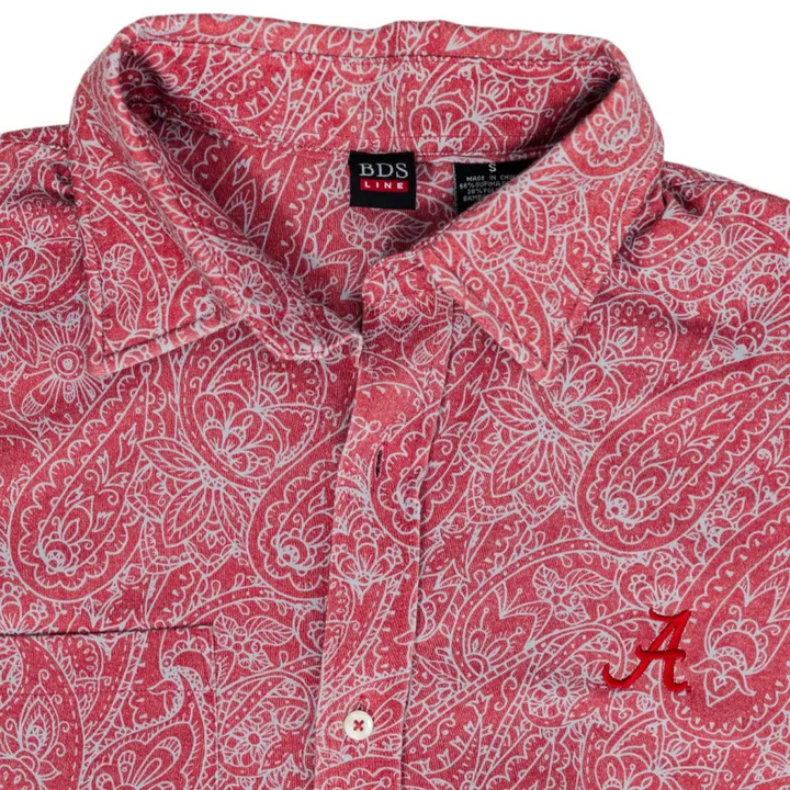 Men’s Crimson Paisley Button Up Polo - Polos
