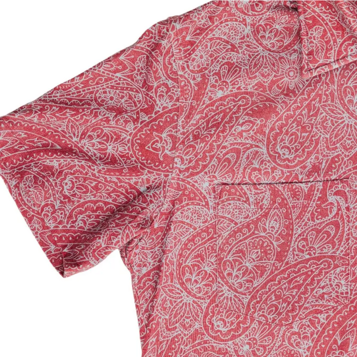 Men’s Crimson Paisley Button Up Polo - Polos