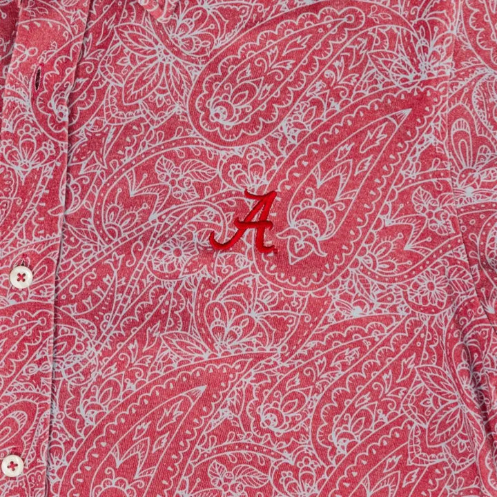 Men’s Crimson Paisley Button Up Polo - Polos