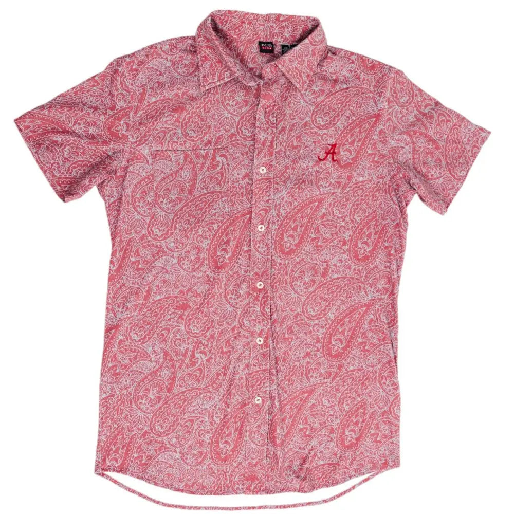 Men’s Crimson Paisley Button Up Polo - Polos