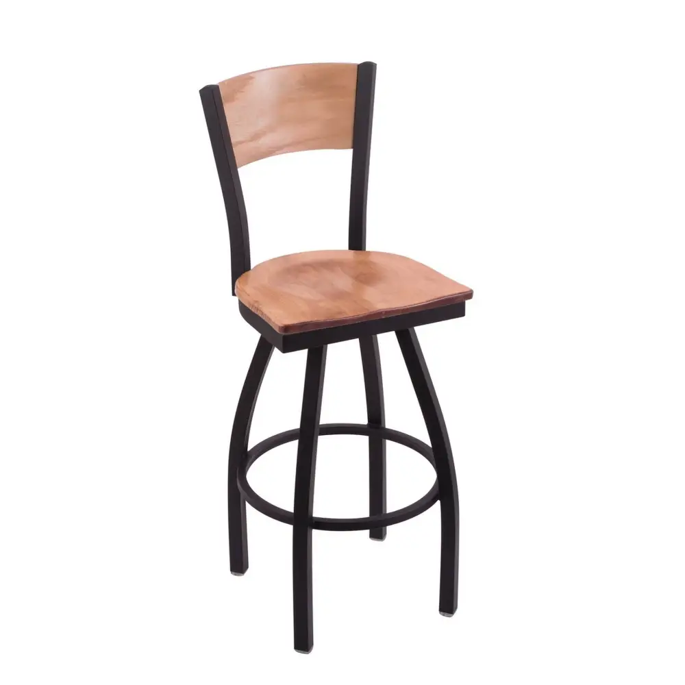 Script A Laser Engraved Metal Stool with Wood Seat - Novelties