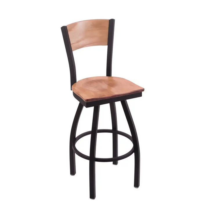 Script A Laser Engraved Metal Stool with Wood Seat - Novelties