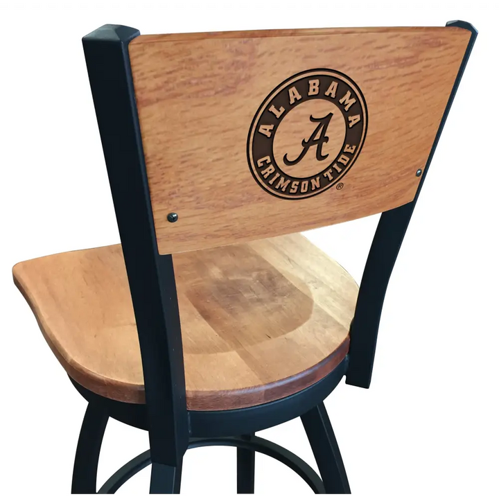 Script A Laser Engraved Metal Stool with Wood Seat - Novelties
