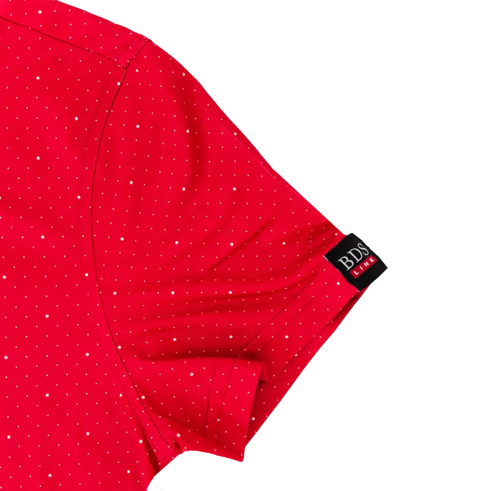 Women’s Crimson Polka Dot Polo - Apparel