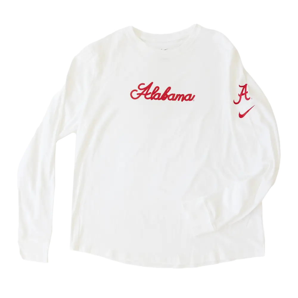 WOMEN’S WHITE LONG SLEEVE LETTERMEN CREW - Outerwear