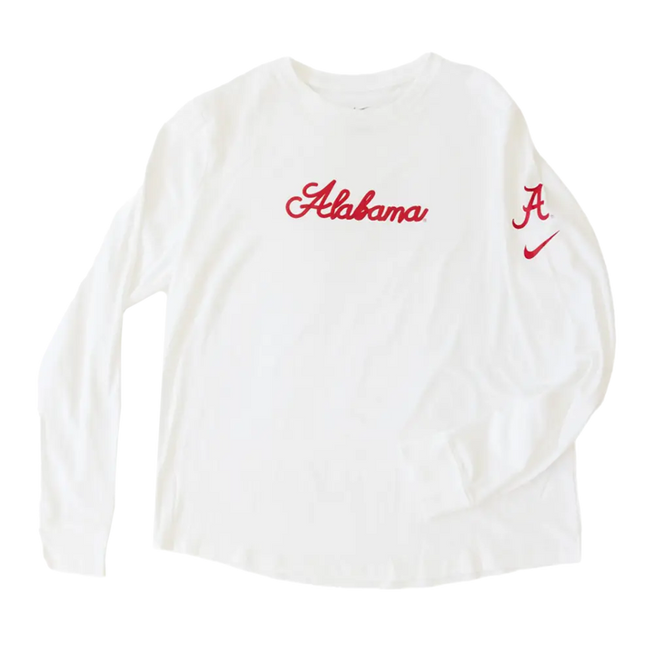 WOMEN’S WHITE LONG SLEEVE LETTERMEN CREW - Outerwear